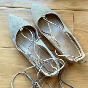M.Gemi Brezza lace up flats in suede taupe 35.5 fits like a 5.5